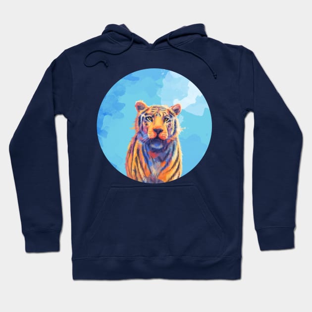 Vibrant Tiger - Animal Digital Painting Hoodie by Flo Art Studio